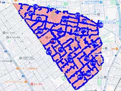 10秒ごとのGPS軌跡で細かな道まで確認