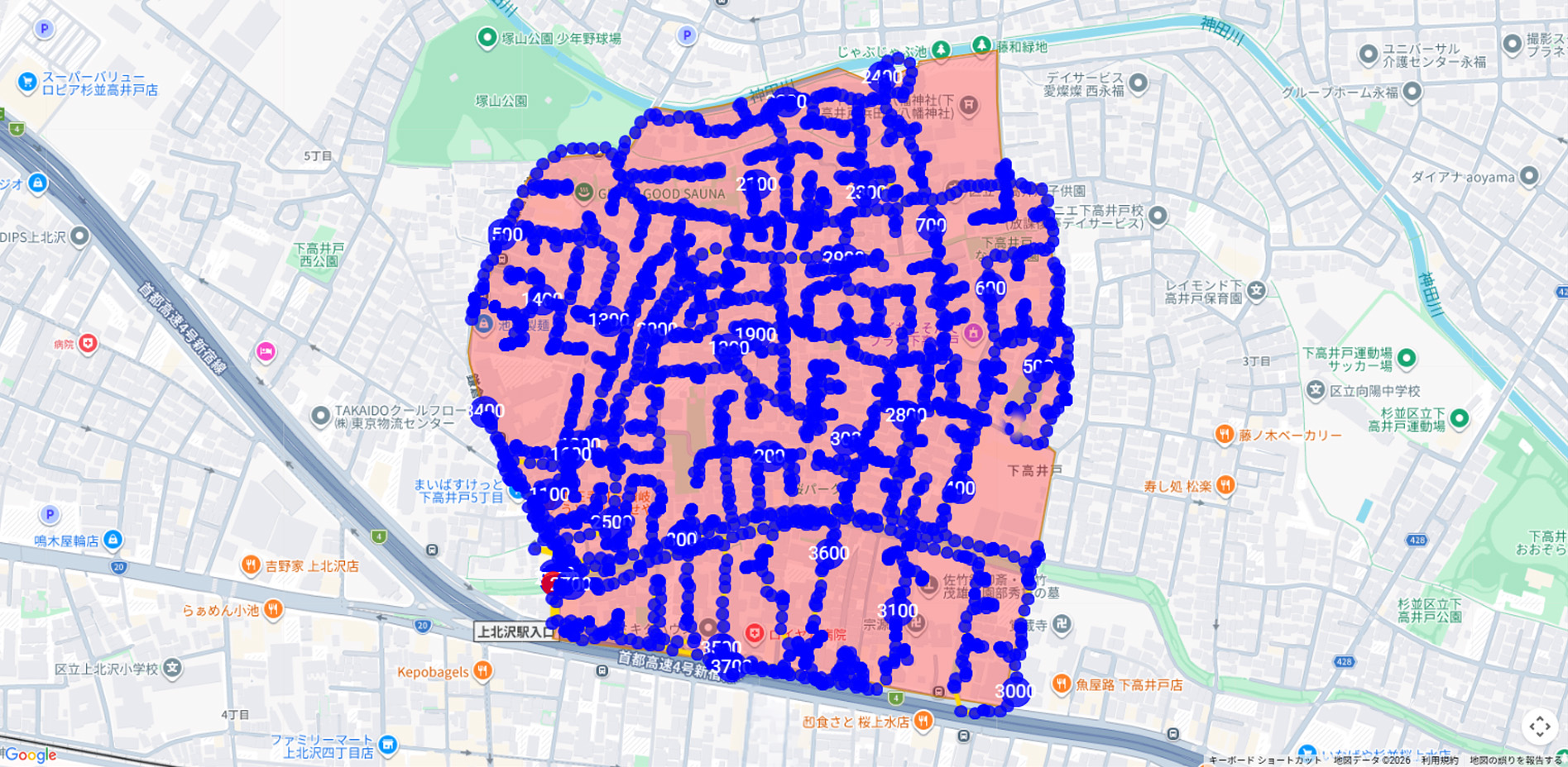 GPSでポスティングスタッフの配布ルートと進捗を確認する管理画面