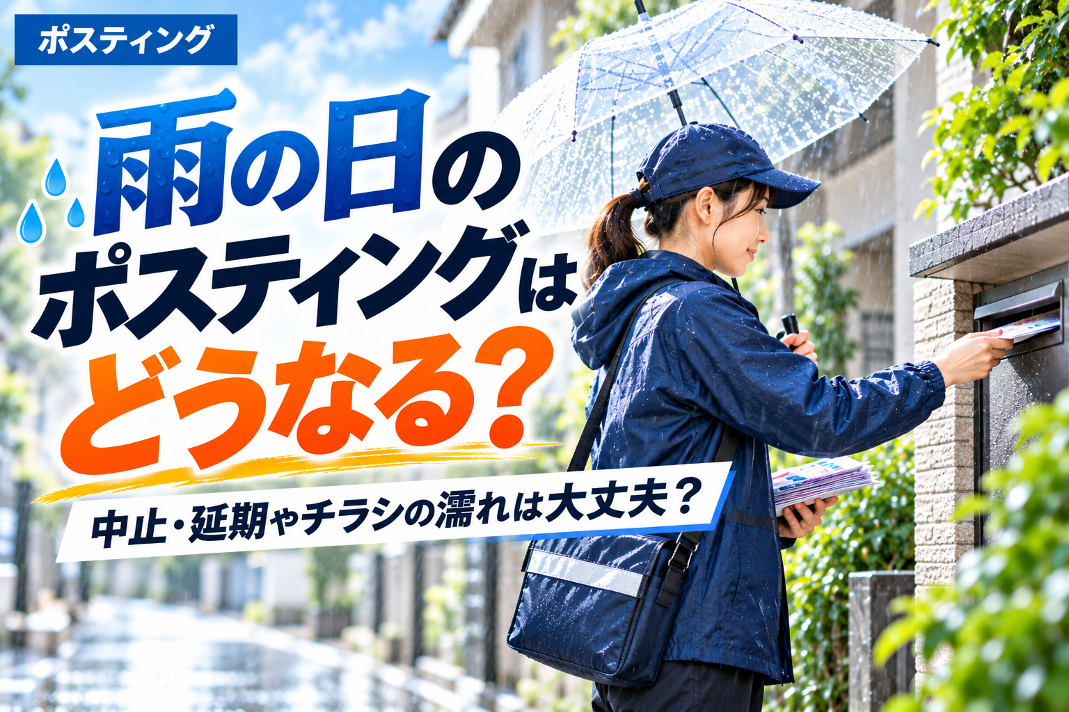 雨の日のポスティングはどうなる？中止・延期やチラシの濡れは大丈夫？
