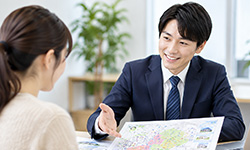 配布実績のある会社に相談する依頼者と担当者