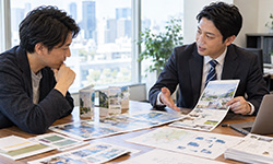大判チラシとA4・B4サイズのチラシを比較するイメージ