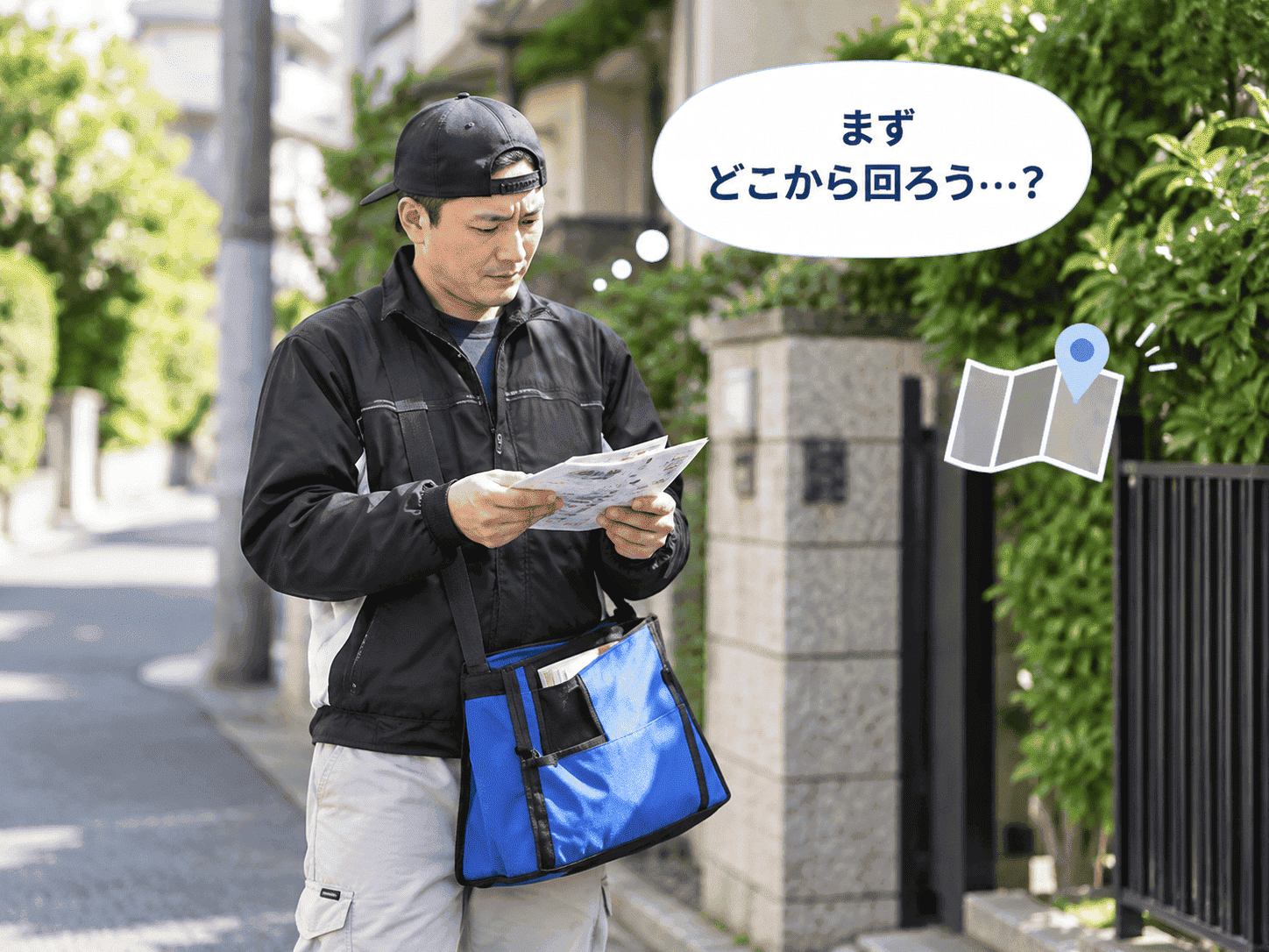 地図を見ながら回るスタッフ