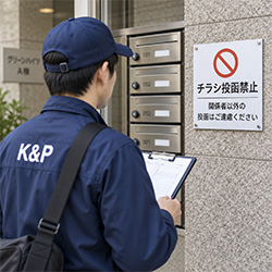 投函禁止表示を確認するスタッフ
