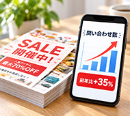 チラシ配布による問い合わせ増加を表す反響率のイメージ