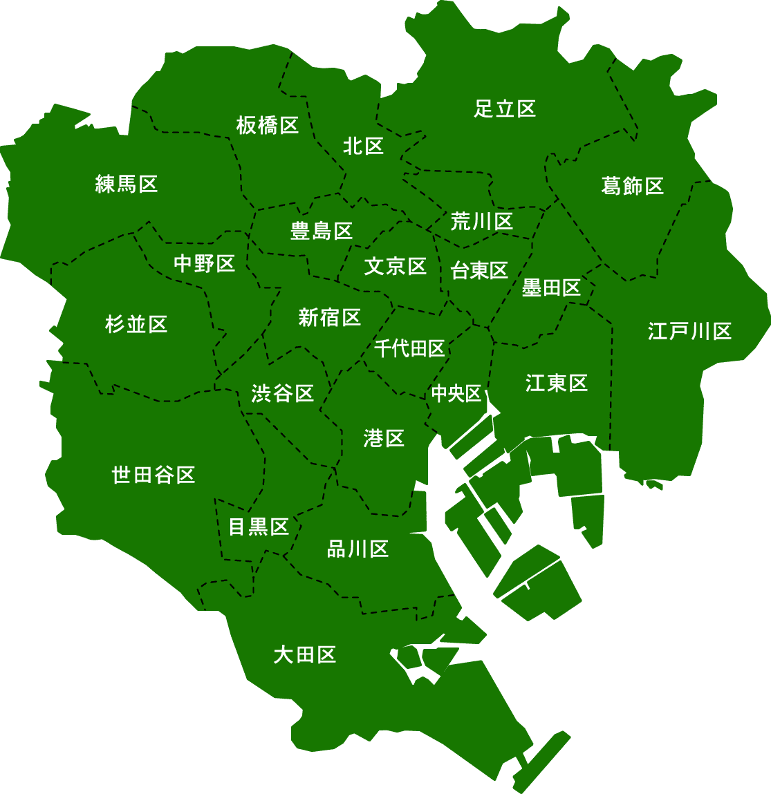 東京23区の自社ポスティング対応エリア地図