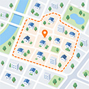 配布エリアを示す地図